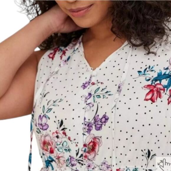 TORRID floral Polka Dot Tiered Peasant Baby Doll Tank Top Plus size 4 4X New!!! - Picture 6 of 14